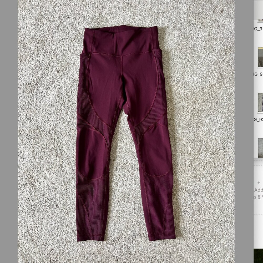 lululemon textured legging with side pockets in Burgundy